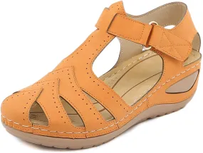 Womens Wedge Sandals Comfortable Closed Toe Wedge Platform Sandals Casual Bohemia Gladiator Outdoor Wedges ollow Out Orthopedic Shoes