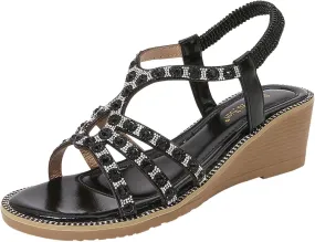 Womens Wedge Sandals Comfortable Summer Platform Casual Dress Women Sandal Flower Low Heel Dressy Sandals