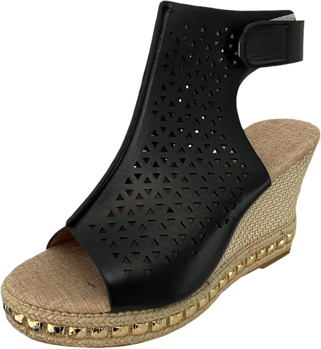 Womens Wedge Sandals Elastic Ankle Strap Open Toe Flower Shoes Womens Comfort Lightweight Platform Sandals