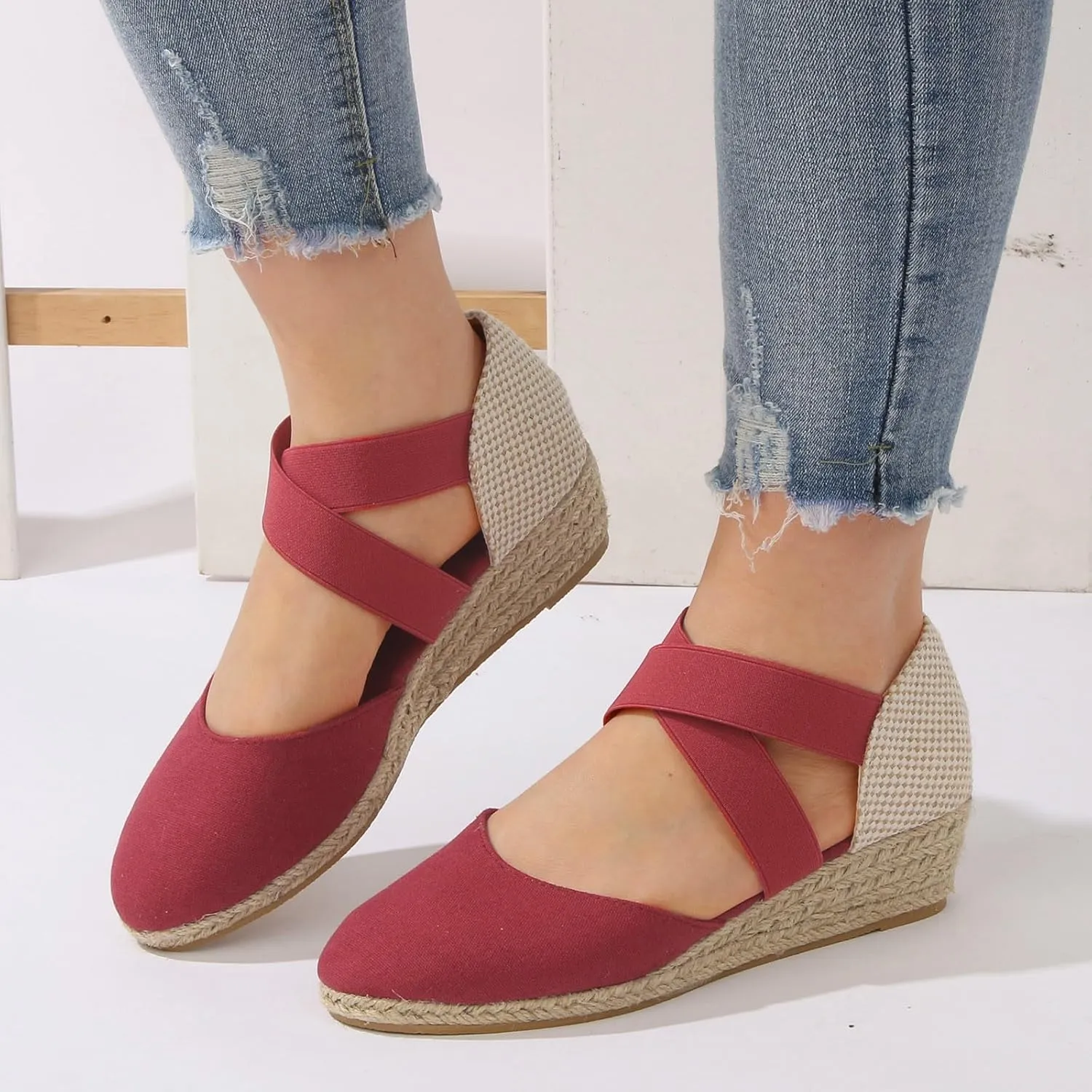 Womens Wedge Sandals Flower Low Heel Dressy Sandals Summer Platform Comfortable Low Wedges Womens Sandal