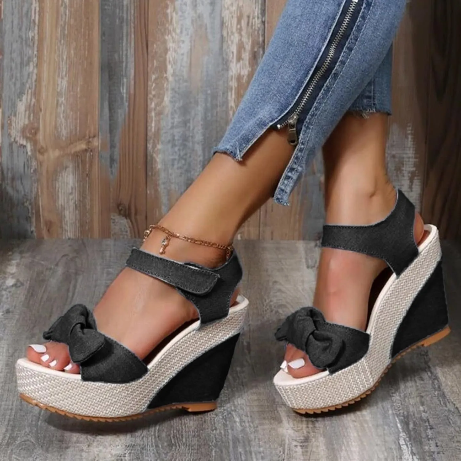 Womens Wedge Sandals Platform Ankle Straps Heel Sandals Anti-slip Comfort Summer Beach Fashion Womens Sandals