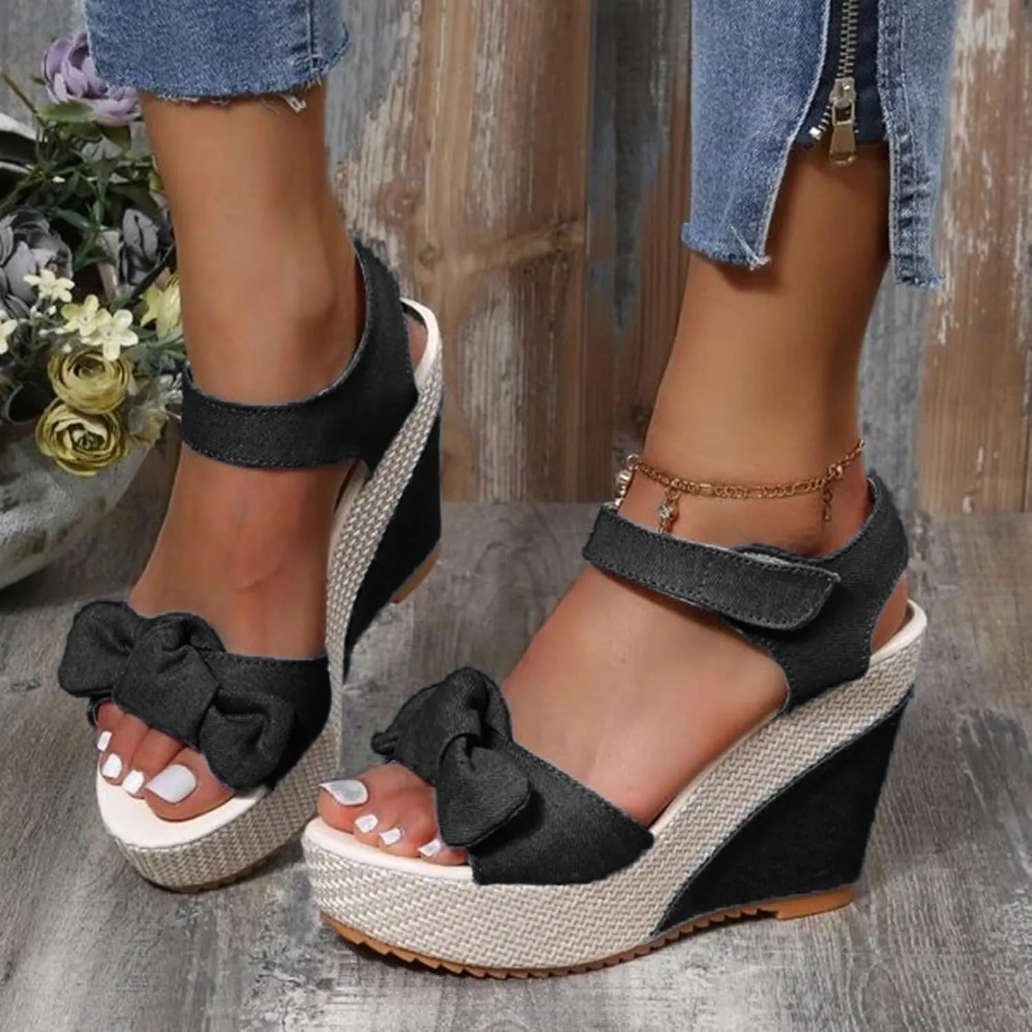 Womens Wedge Sandals Platform Ankle Straps Heel Sandals Anti-slip Comfort Summer Beach Fashion Womens Sandals