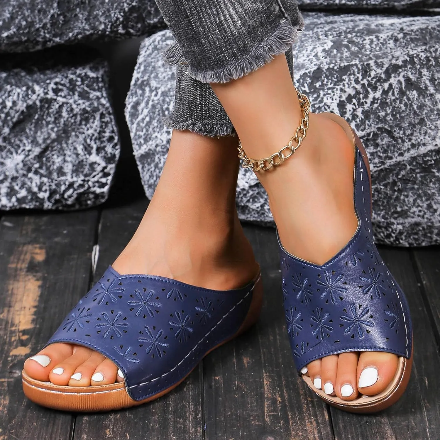 Women's Wedge Sandals with Plantar Fasciitis Womens Summer Open Toe Wedges Sandal Orthopedic Hiking Sandals