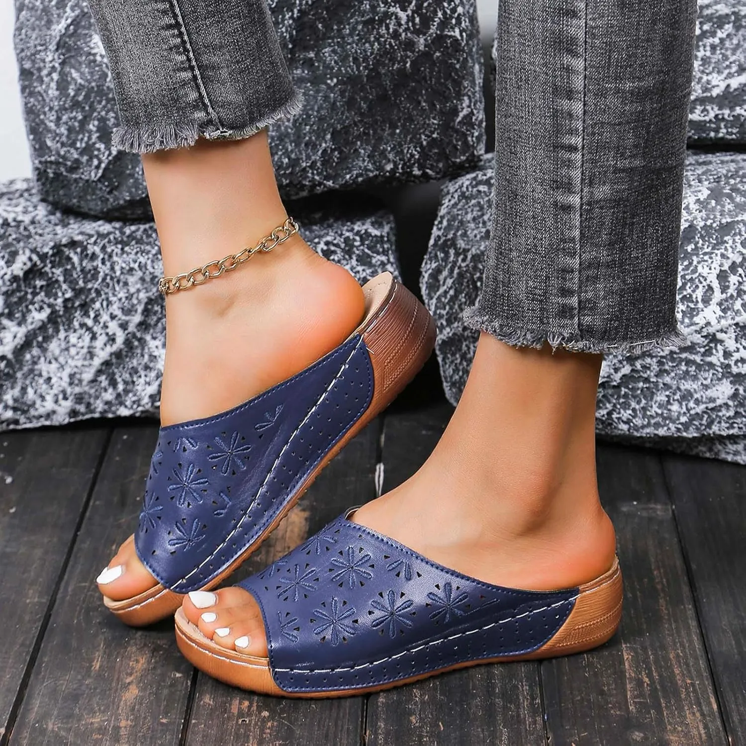Women's Wedge Sandals with Plantar Fasciitis Womens Summer Open Toe Wedges Sandal Orthopedic Hiking Sandals