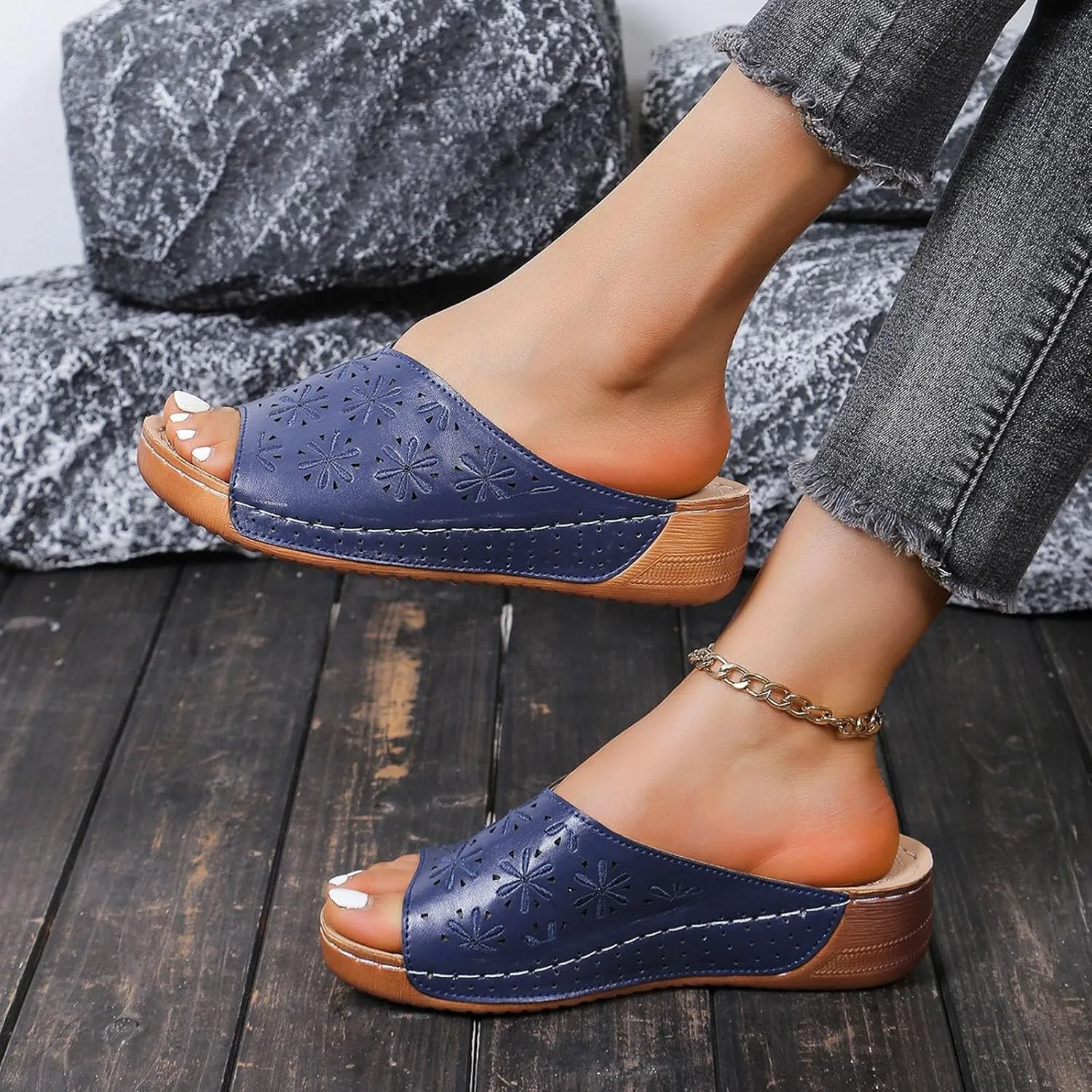 Women's Wedge Sandals with Plantar Fasciitis Womens Summer Open Toe Wedges Sandal Orthopedic Hiking Sandals