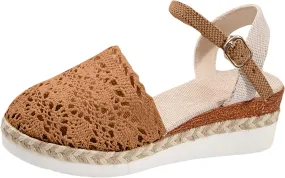 Womens Wedge Sandals Women's Shoes With Closed Toe And Wedge Heels Fashionable And Casual Hollow Woven Pointed Sandals