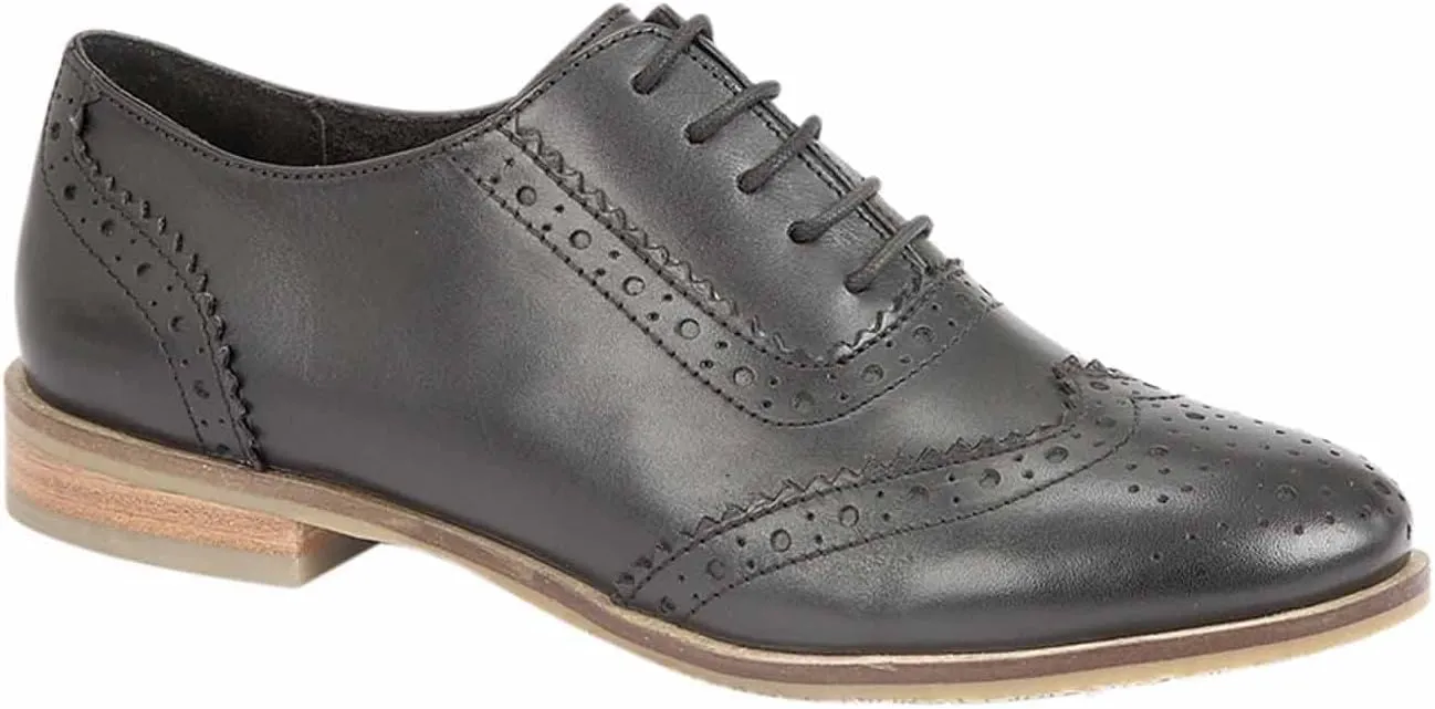 Womens/Ladies Brogue Oxford Lace Up Leather Shoes (10 US) (Black)