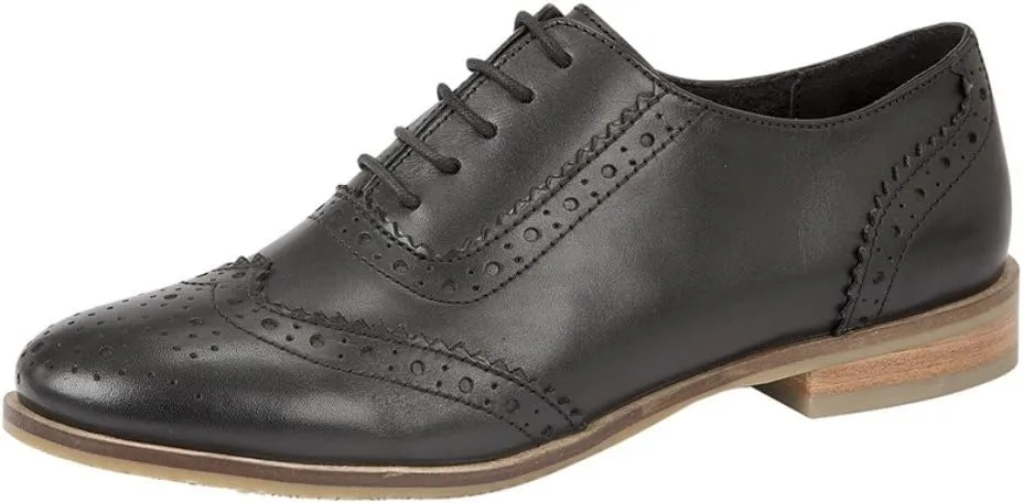 Womens/Ladies Brogue Oxford Lace Up Leather Shoes (5 US) (Black)