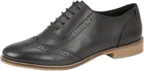 Womens/Ladies Brogue Oxford Lace Up Leather Shoes (5 US) (Black)