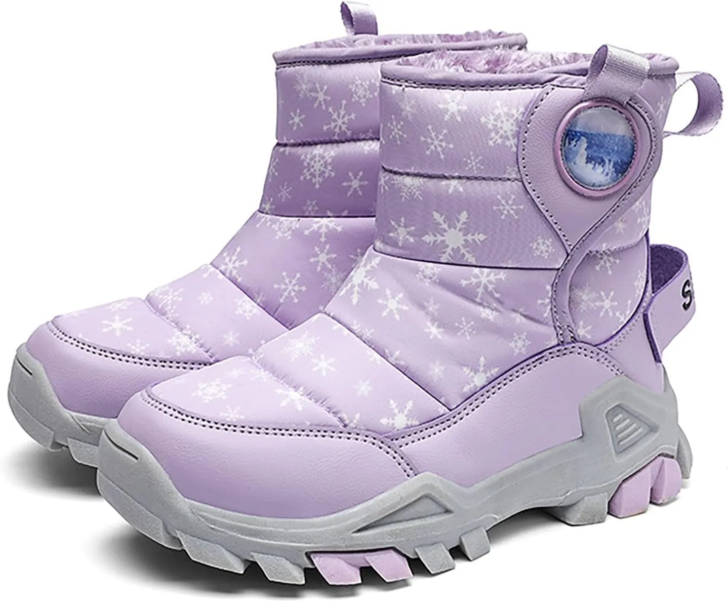 Wterproof Kids Snow Boots Girls Boys Toddlers Fleece Lined Snow Boots For Boys Insulated Non Slip Mid Calf Boots