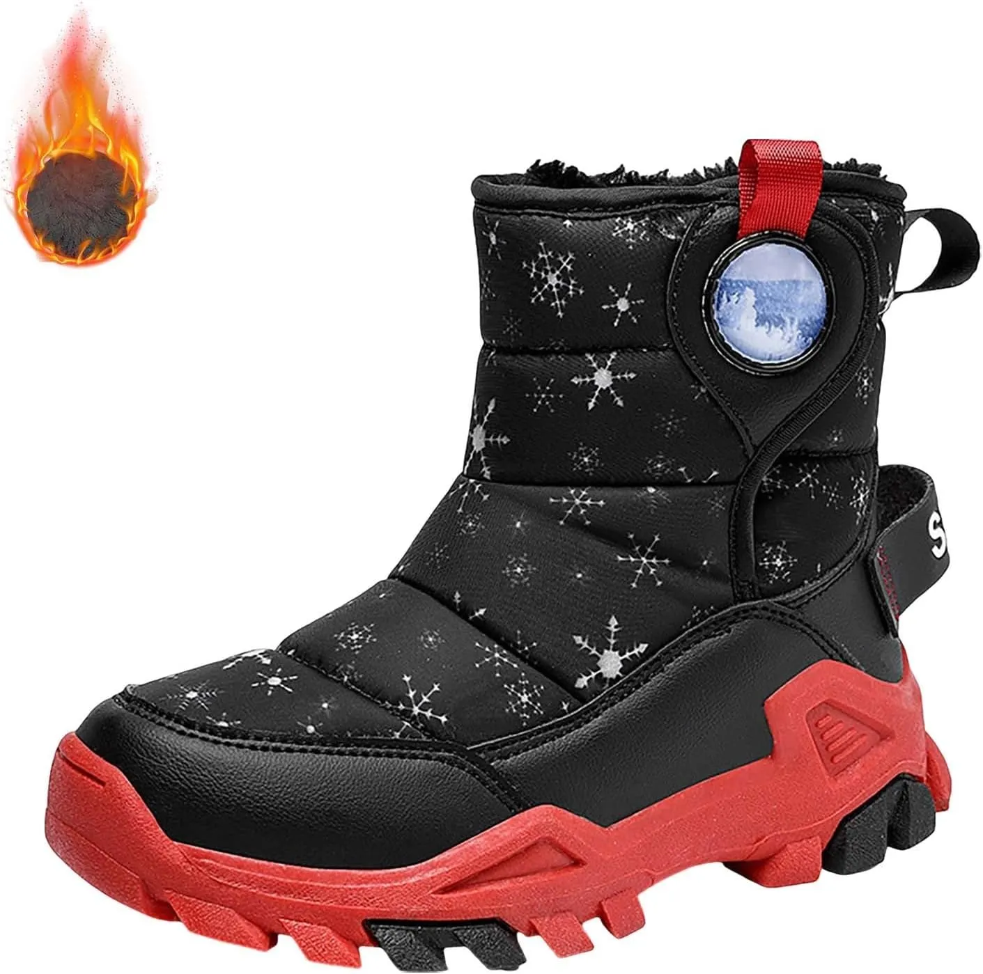 Wterproof Kids Snow Boots Girls Boys Toddlers Fleece Lined Snow Boots For Boys Insulated Non Slip Mid Calf Boots
