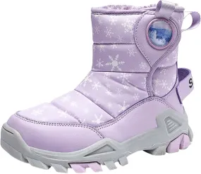 Wterproof Kids Snow Boots Girls Boys Toddlers Fleece Lined Snow Boots For Boys Insulated Non Slip Mid Calf Boots