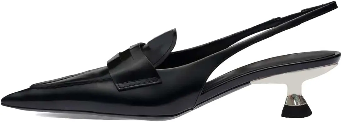XYD Modern Chic Pointed Toe Sandals Pumps for Women Slingback Low Heels (3CM) Kitten Ladies' Office Event Party Shoes
