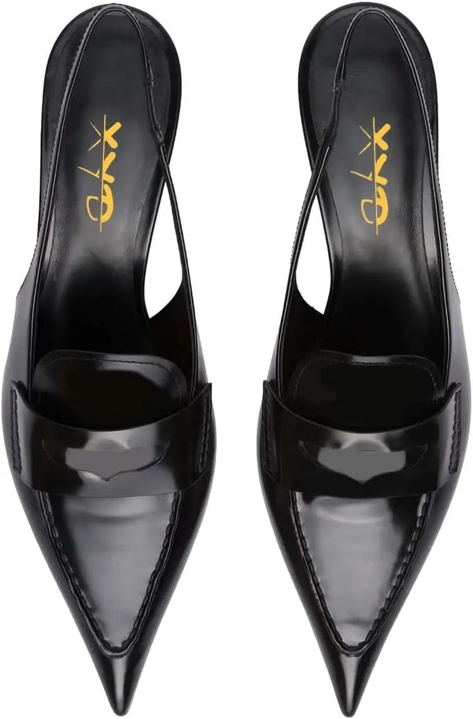 XYD Modern Chic Pointed Toe Sandals Pumps for Women Slingback Low Heels (3CM) Kitten Ladies' Office Event Party Shoes