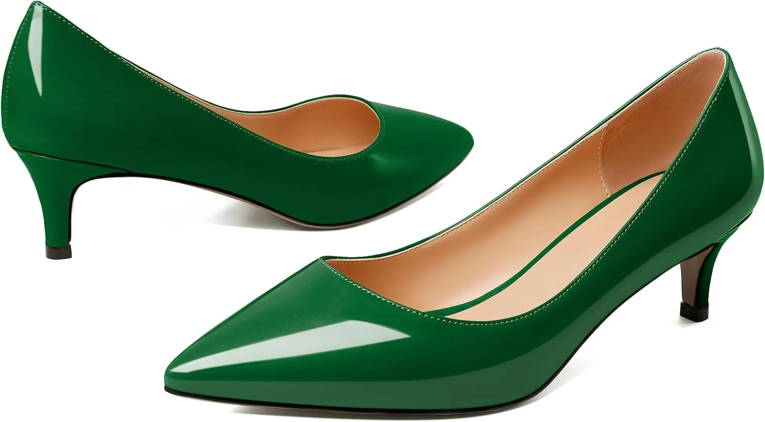 YODEKS Women's Pointed Toe Pumps 2" Kitten Middle Heel Chic Pumps Comfort Slip On Low Heel Dress Pumps Shoes