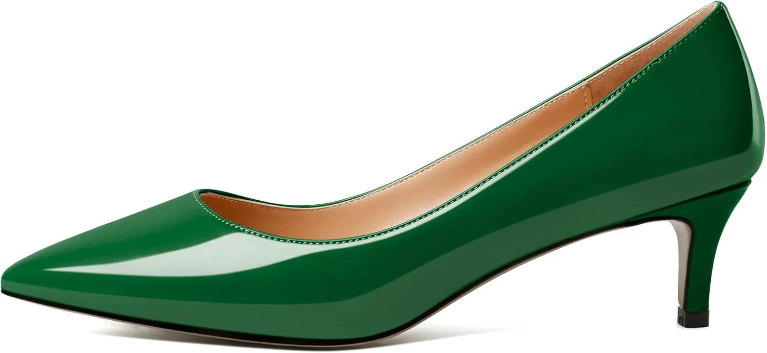 YODEKS Women's Pointed Toe Pumps 2" Kitten Middle Heel Chic Pumps Comfort Slip On Low Heel Dress Pumps Shoes