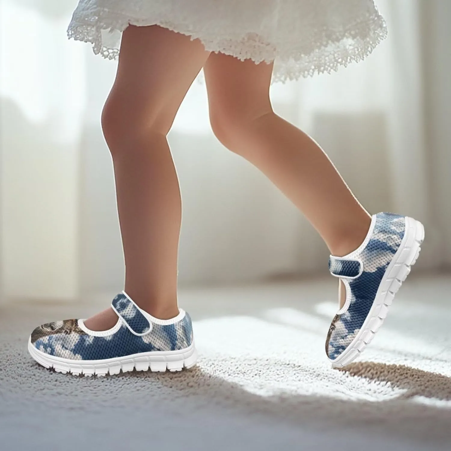 Yzaoxia Little or Big Kids Slip On Shoes Girls Hook and Loop Running Shoes Lightweight Walking Athletic Sport Shoes Mesh Breathable Barefoot Shoes Tennis Shoes for Gym School Outdoor